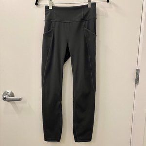 Lululemon Fast and Free Gray Cropped Legging with Pockets - Size 4